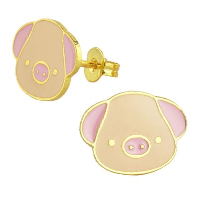 Schweine Ohrringe vergoldet