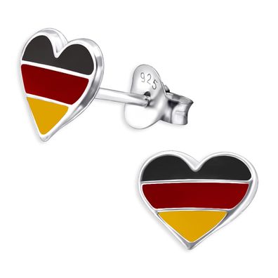 Deutschland Herz Kinder Ohrringe aus 925 Silber