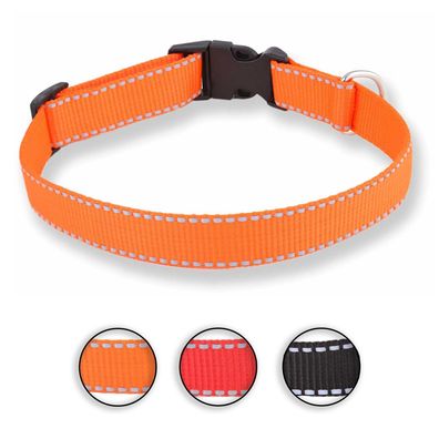 Hundehalsband aus Nylon orange reflektierend
