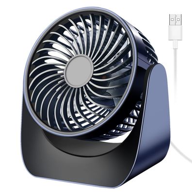 USB Tischventilator - Stumm Schlafzimmer 360° drehbar (Blau)