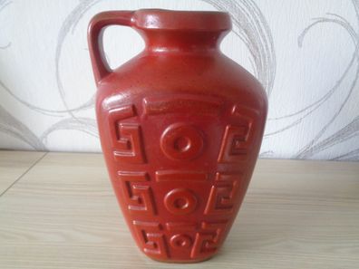 Vase aus DDR Zeiten, 70er Jahre, Keramik mit Ornamenten , rot -Produktnummer 212-24