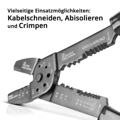 Stahlwerk Crimpzange 3er Set 0,75-6 mm² Abisolierzange Kabel- Aderendhülsenzange