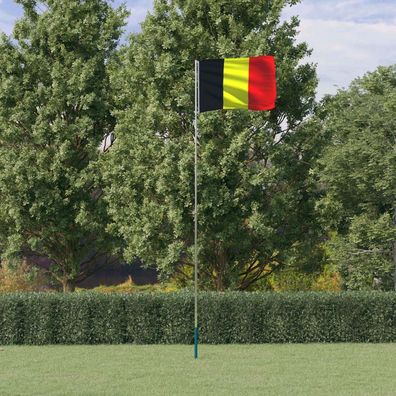 vidaXL Flagge Belgiens mit Mast 5,55 m Aluminium
