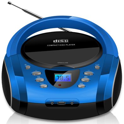 Cyberlux Tragbarer CD-Player Kinder Radio CD-Radio Boombox Stereoanlage Blau