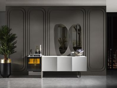 Gruppe Sideboard Spiegel Kommode Holz Modern Esszimmer Weiß Design Neu