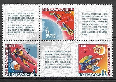 Sowjetunion postfrisch Michel-Nummer 3480-3482 im Sechserblock