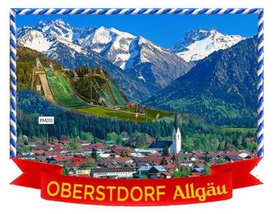 Oberstdorf Allgäu Skisprungarena Premium Magnet aus Poly Souvenir Germany