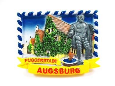 Augsburg Fuggerstadt Bayern Magnet Poly Germany Souvenir Bavaria 7,5 cm