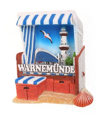 Warnemünde Seebad Ostsee Strandkorb Poly Souvenir Magnet Germany Neu