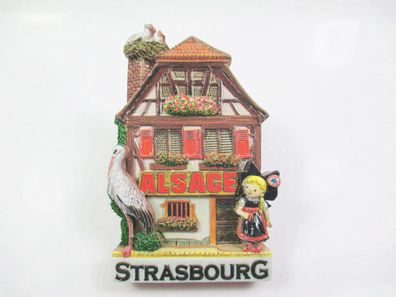 Straßburg Strassbourg Elsaß Magnet Poly Glanz Relief Souvenir Frankreich