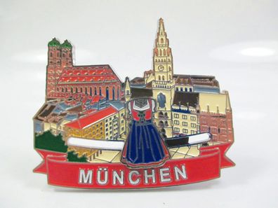 München Bayern Metall Magnet Souvenir mit Dirndl Schieber Germany