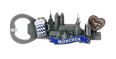 München Marienplatz Bierkrug Herz Flaschenöffner Metall Magnet Souvenir