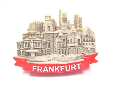 Frankfurt Skyline Römer Premium Magnet Poly Souvenir Germany