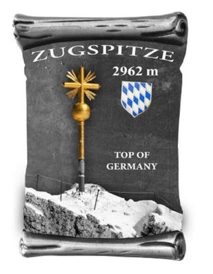 Zugspitze Gipfelkreuz Alpen Berg silber gold Germany Metall Magnet Souvenir