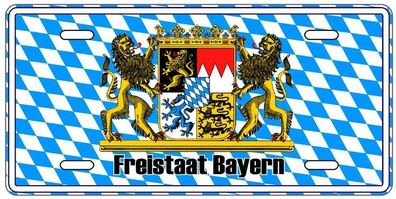 Bayern Freistaat 2 Löwen XL Magnet Plate 12 cm Souvenir Germany geprägt