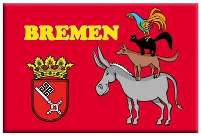 Bremen Stadtmusikanten Wappen Foto Magnet Souvenir Germany