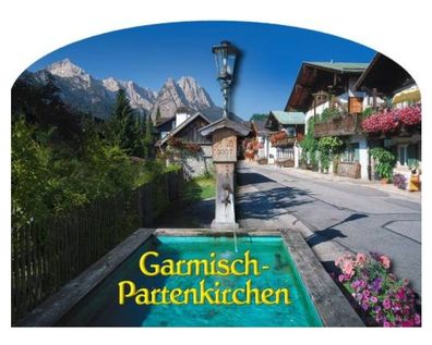 Garmisch Partenkirchen Zugspitze Alpen Holz 2 D Magnet 10 cm Souvenir Germany