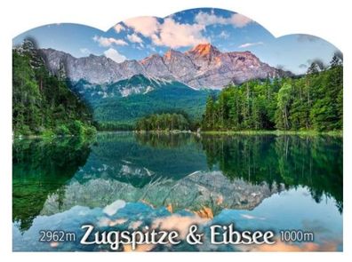 Zugspitze Berg Alpen Eibsee Holz 2D Magnet 10 cm Souvenir Germany