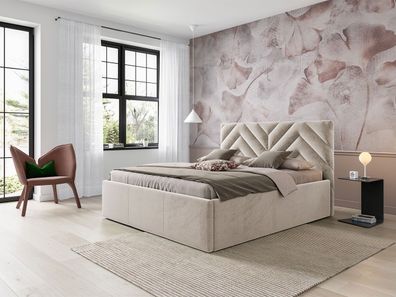 Polsterbett Azurro Doppelbett mit Bettkasten und Lattenrost Schlafzimmer Bett M24