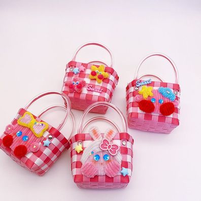 Cute Kirby Damen Nylon Gewebte mit Seil Einkaufskörbe Tote Bag Handtasche Korb