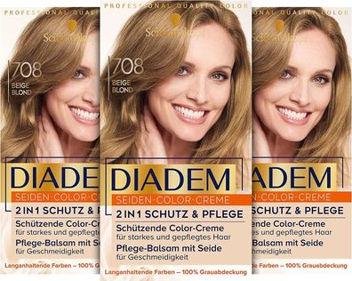 Diadem Seiden-Color-Creme Beigeblond 100% Grauabdeckung 3er Set