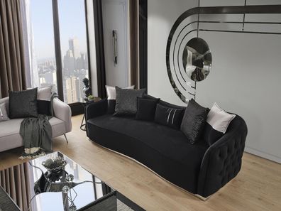 Viersitzer Sofa 4 Sitzer Sofas Modern Design Stoff Polyester Schwarz
