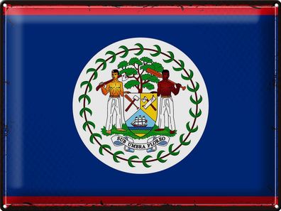 Blechschild Flagge Belize 40x30 cm Retro Flag of Belize Deko Schild tin sign