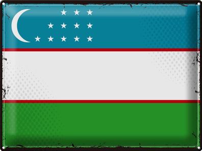 Blechschild Flagge Usbekistan 40x30 cm Retro Uzbekistan Deko Schild tin sign