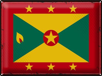 Blechschild Flagge Grenada 40x30 cm Retro Flag of Grenada Deko Schild tin sign