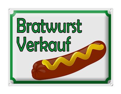 Blechschild Hinweis 40x30 cm Bratwurst Verkauf Restaurant Deko Schild tin sign