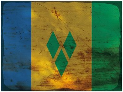 Blechschild Flagge Saint Vincent Grenadinen 40x30 cm Rost Deko Schild tin sign