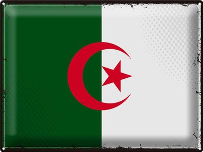 Blechschild Flagge Algerien 40x30 cm Retro Flag Algeria Deko Schild tin sign