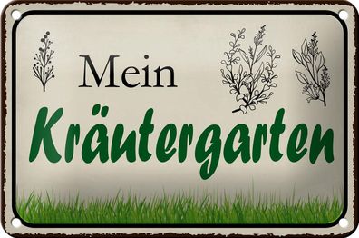 Blechschild Spruch 18x12 cm mein Kräutergarten Garten Deko Schild tin sign
