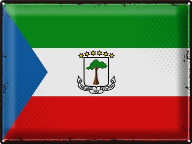 Blechschild Flagge Äquatorialguinea 40x30 cm Retro Flag Deko Schild tin sign