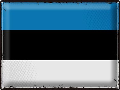 Blechschild Flagge Estland 40x30 cm Retro Flag of Estonia Deko Schild tin sign