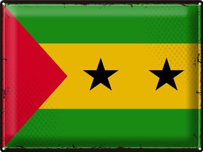 Blechschild Flagge São Tomé und Príncipe 40x30cm Retro Flag Deko Schild tin sign