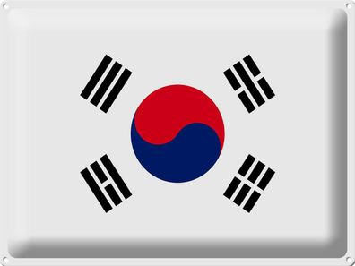 Blechschild Flagge Südkorea 40x30 cm Flag of South Korea Deko Schild tin sign