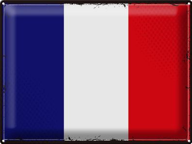 Blechschild Flagge Frankreich 40x30 cm Retro Flag of France Deko Schild tin sign
