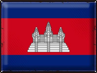 Blechschild Flagge Kambodscha 40x30 cm Retro Flag Cambodia Deko Schild tin sign