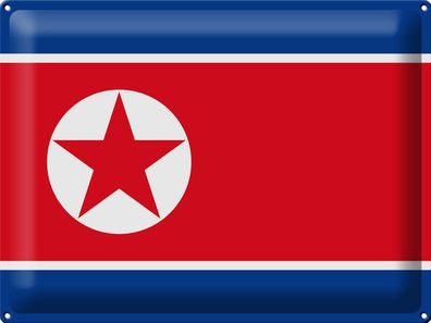Blechschild Flagge Nordkorea 40x30 cm Flag of North Korea Deko Schild tin sign