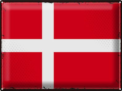 Blechschild Flagge Dänemark 40x30 cm Retro Flag of Denmark Deko Schild tin sign
