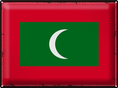 Blechschild Flagge Malediven 40x30 cm Retro Flag Maldives Deko Schild tin sign