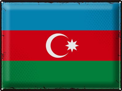 Blechschild Flagge Aserbaidschan 40x30 cm Retro Azerbaijan Deko Schild tin sign