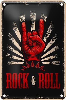Blechschild Retro 12x18 cm Rock &amp; Roll Musik Metall Deko Schild tin sign