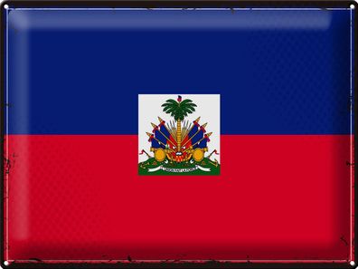 Blechschild Flagge Haiti 40x30 cm Retro Flag of Haiti Deko Schild tin sign