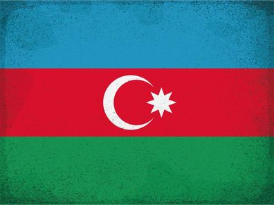 Blechschild Flagge Aserbaidschan 40x30cm Azerbaijan Vintage Deko Schild tin sign