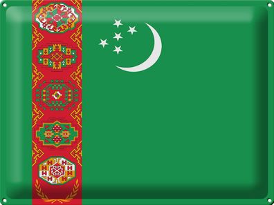 Blechschild Flagge Turkmenistan 40x30 cm Flag Turkmenistan Deko Schild tin sign