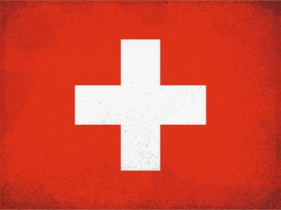 Blechschild Flagge Schweiz 40x30cm Flag Switzerland Vintage Deko Schild tin sign