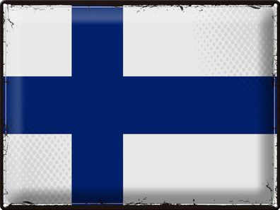 Blechschild Flagge Finnland 40x30 cm Retro Flag of Finland Deko Schild tin sign