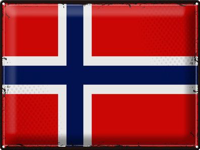 Blechschild Flagge Norwegen 40x30 cm Retro Flag Norway Deko Schild tin sign